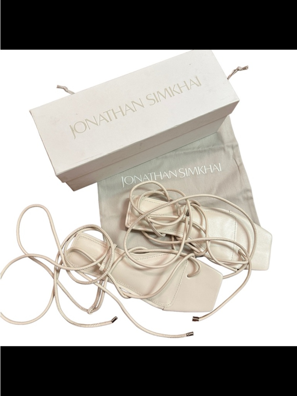 Jonathan Simkhai Ivory Lace-Up Square-Toe Sandals